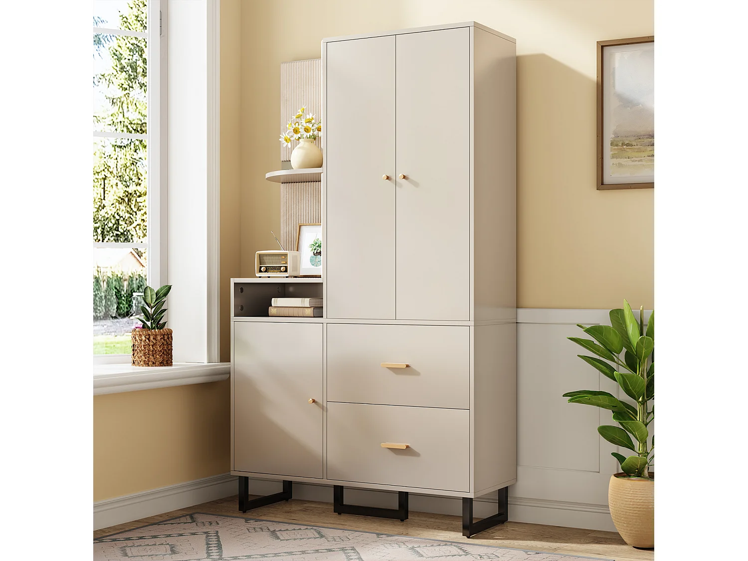 Armario compacto para entrada y pasillo con paneles acolchados y zapatero - 110 x 186 x 38 cm, práctico y elegante