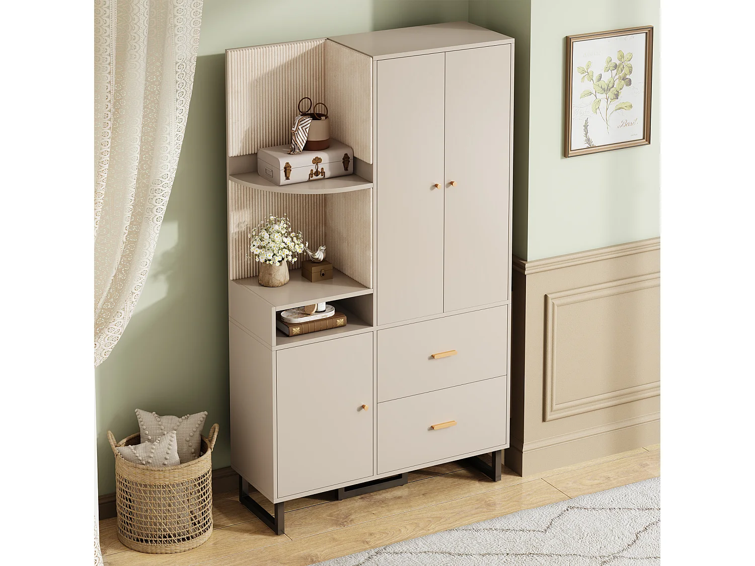 Armario compacto para entrada y pasillo con paneles acolchados y zapatero - 110 x 186 x 38 cm, práctico y elegante