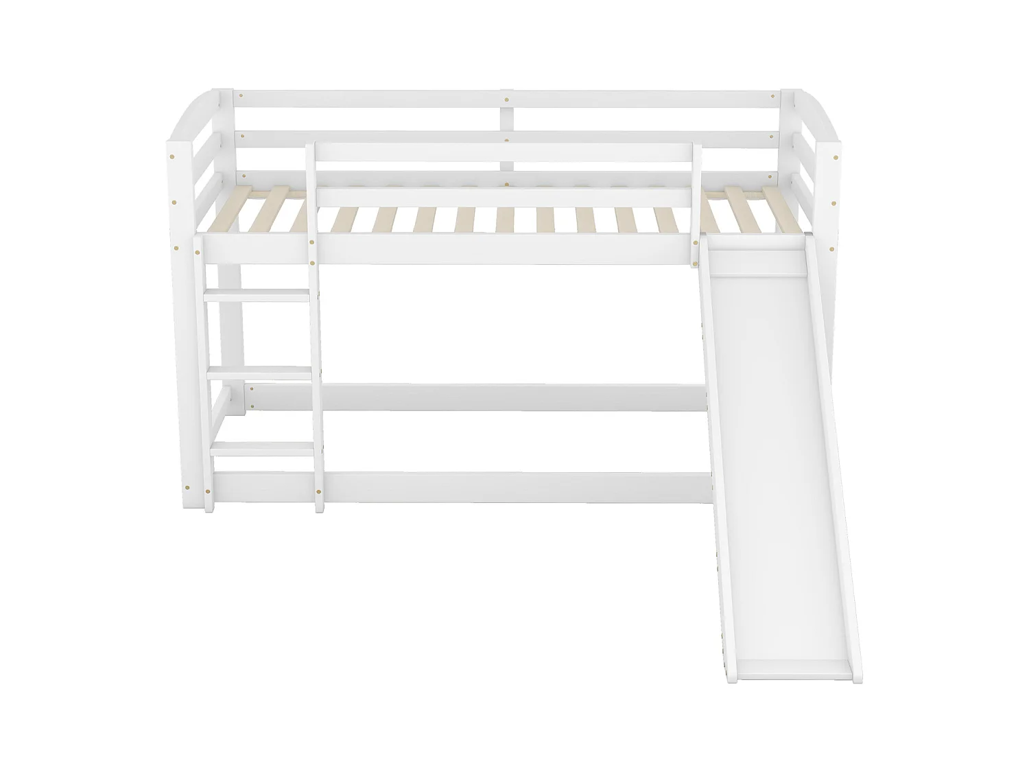 Litera para niños y adolescentes con tobogán - Estructura de madera maciza blanca, fácil montaje, 90x200 cm