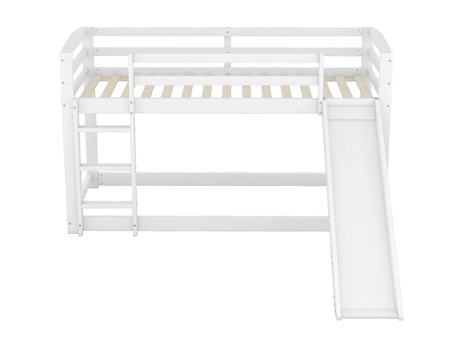 Litera para niños y adolescentes con tobogán - Estructura de madera maciza blanca, fácil montaje, 90x200 cm