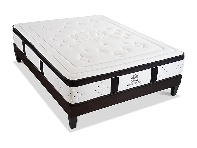 SUITE ETOILEE | Ensemble SUITE DIVINE 140x200 cm | Matelas Mémoire de forme + Sommier Bois
