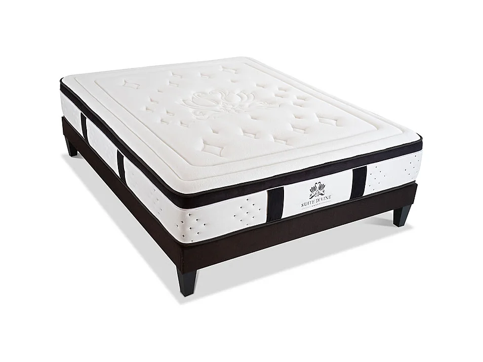 SUITE ETOILEE | Ensemble SUITE DIVINE 140x200 cm | Matelas Mémoire de forme + Sommier Bois