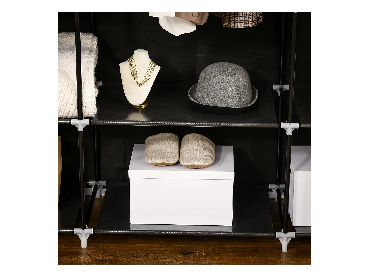 Armoire en tissu avec fermeture éclair – 1 tringle et 10 étagères, 150 x 43 x 162,5 cm, pratique, robuste et gain de place