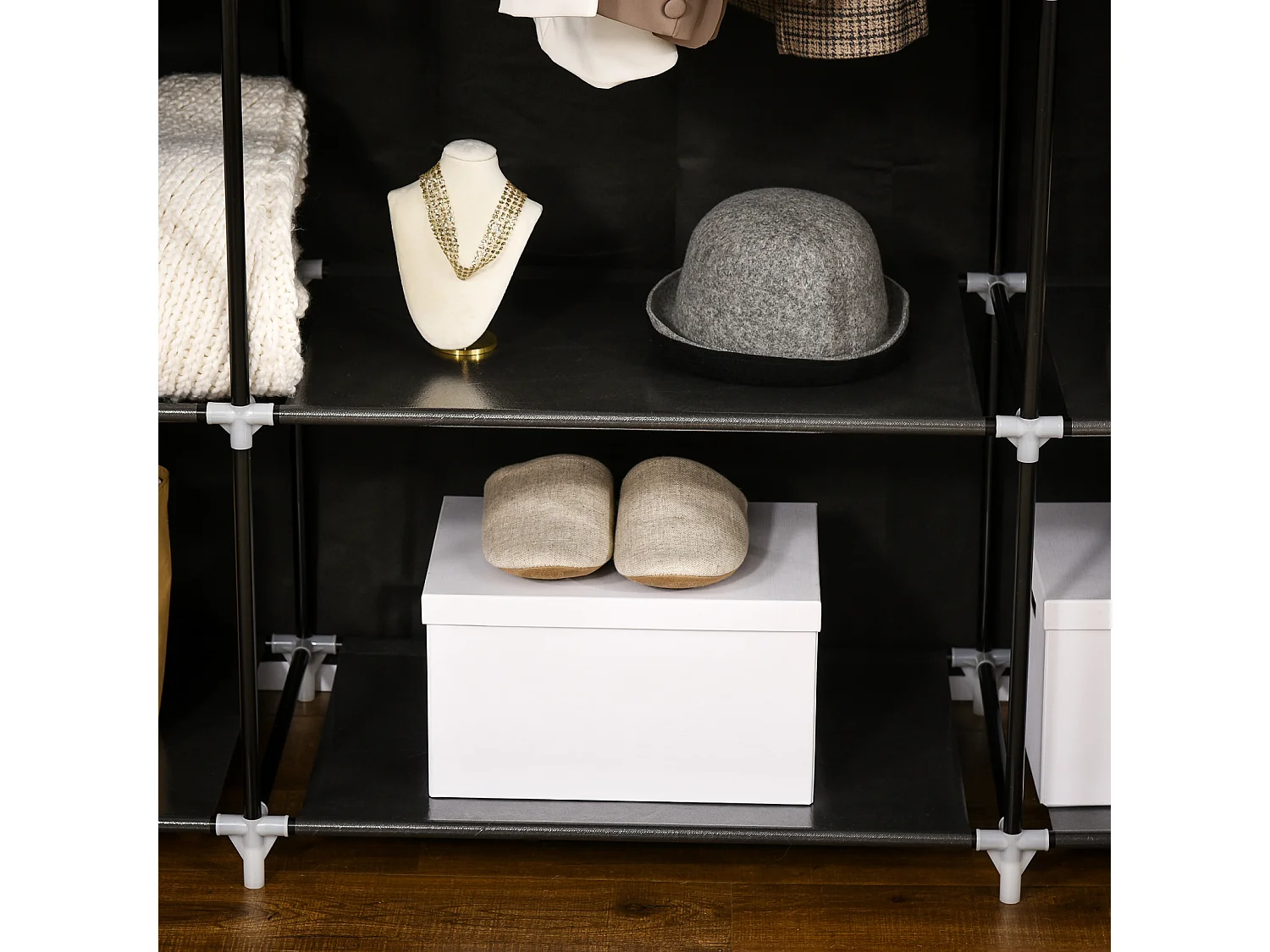 Armoire en tissu avec fermeture éclair – 1 tringle et 10 étagères, 150 x 43 x 162,5 cm, pratique, robuste et gain de place