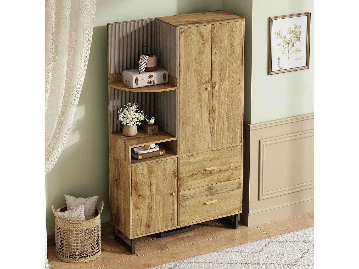 Armario compacto para entrada y pasillo con paneles acolchados y zapatero - 110 x 186 x 38 cm, práctico y elegante