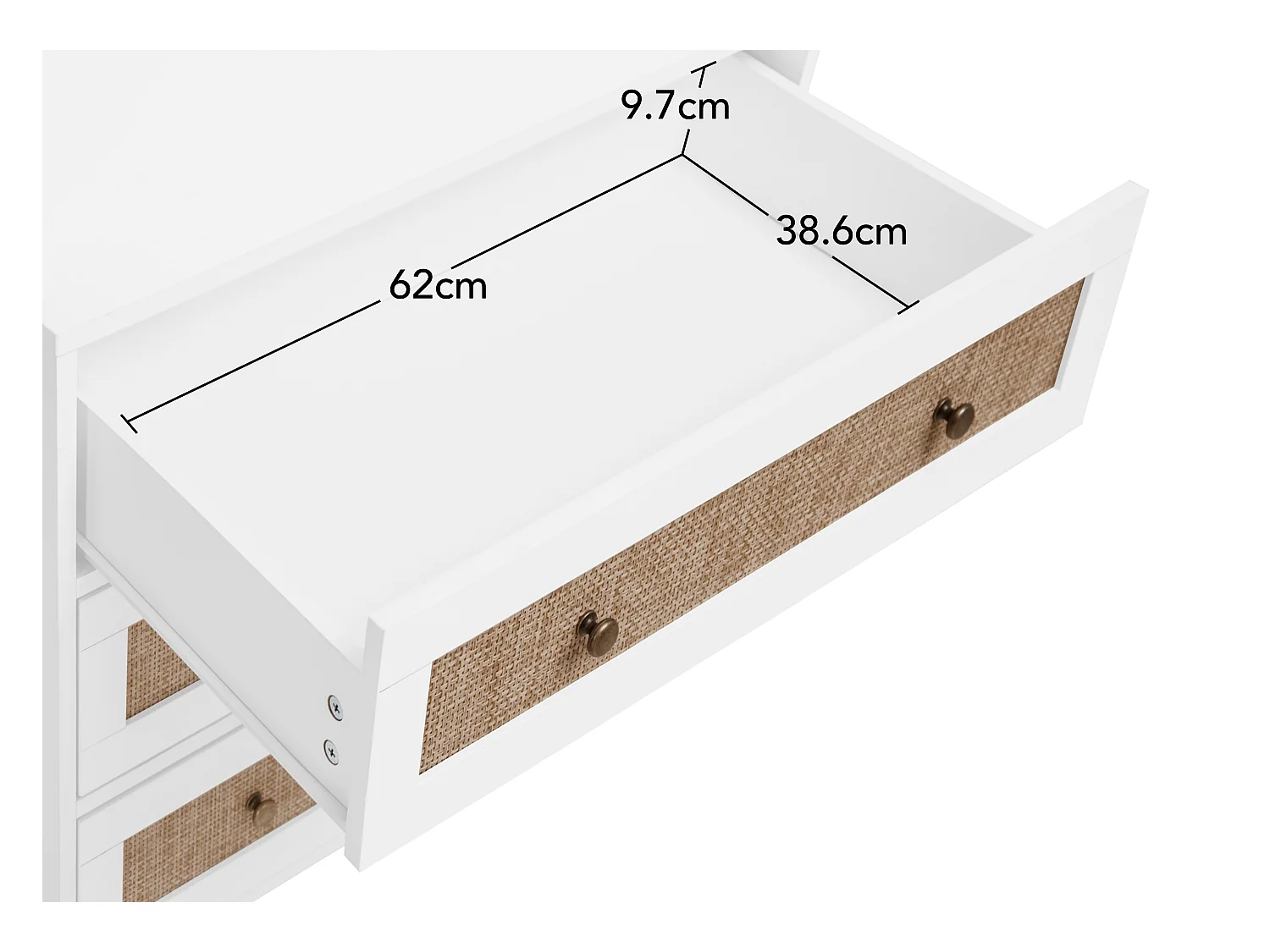 Armoire blanche 1PC style boho avec 3 tiroirs et étagère – 70 x 48 x 180 cm, pratique et multifonction pour salon, chambre ou bureau