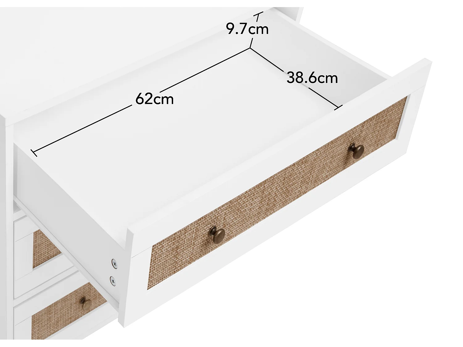 Guarda-roupa estilo boho branco com 3 gavetas e prateleira - 70 x 48 x 180 cm, prático e multifuncional para sala de estar, quarto ou escritório