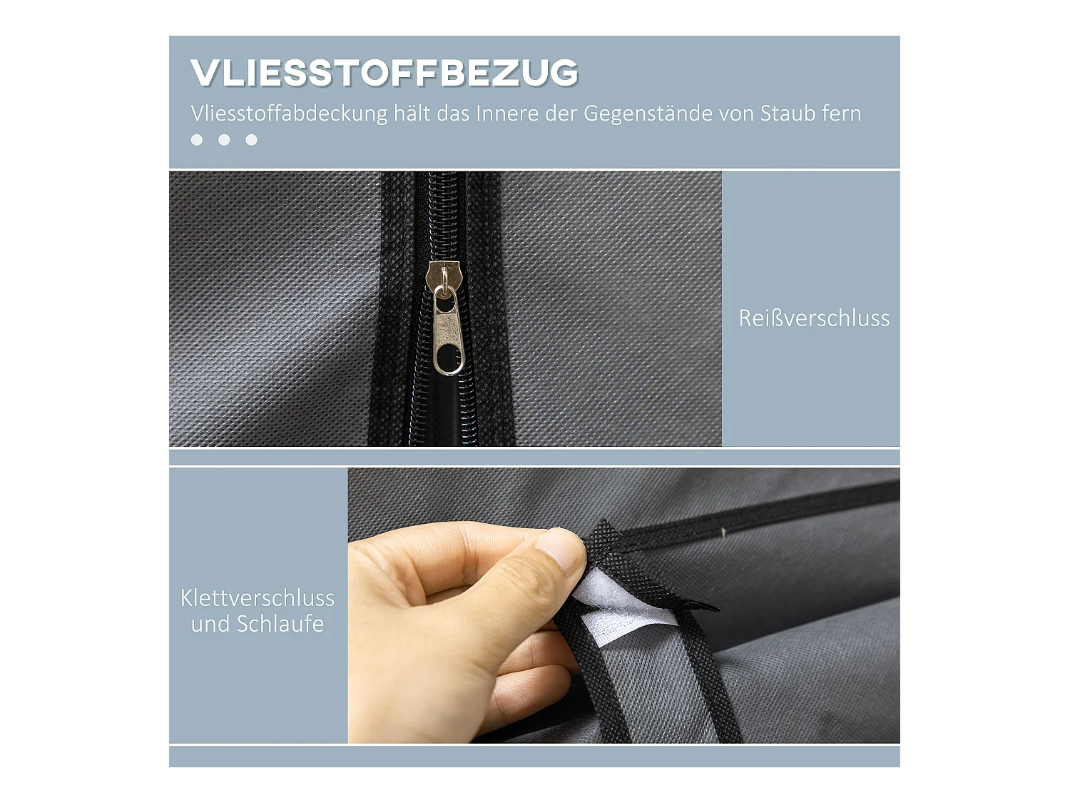 Armoire pliante en tissu avec fermeture éclair – Gris foncé, 125 x 43 x 162,5 cm, pratique et gain de place