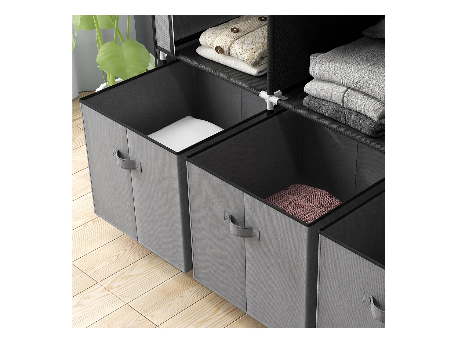 Armoire pliante en tissu avec fermeture éclair – Gris foncé, 125 x 43 x 162,5 cm, pratique et gain de place