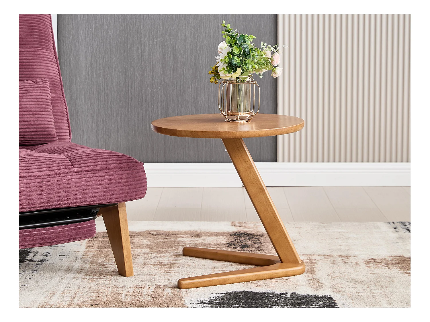 Sienna - Table Basse d'Appoint - Table Basse Roulante avec Structure en Z Renforcée - Glisse sous le Canapé - Bois Massif 50×44cm - Salon, Chambre, Balcon