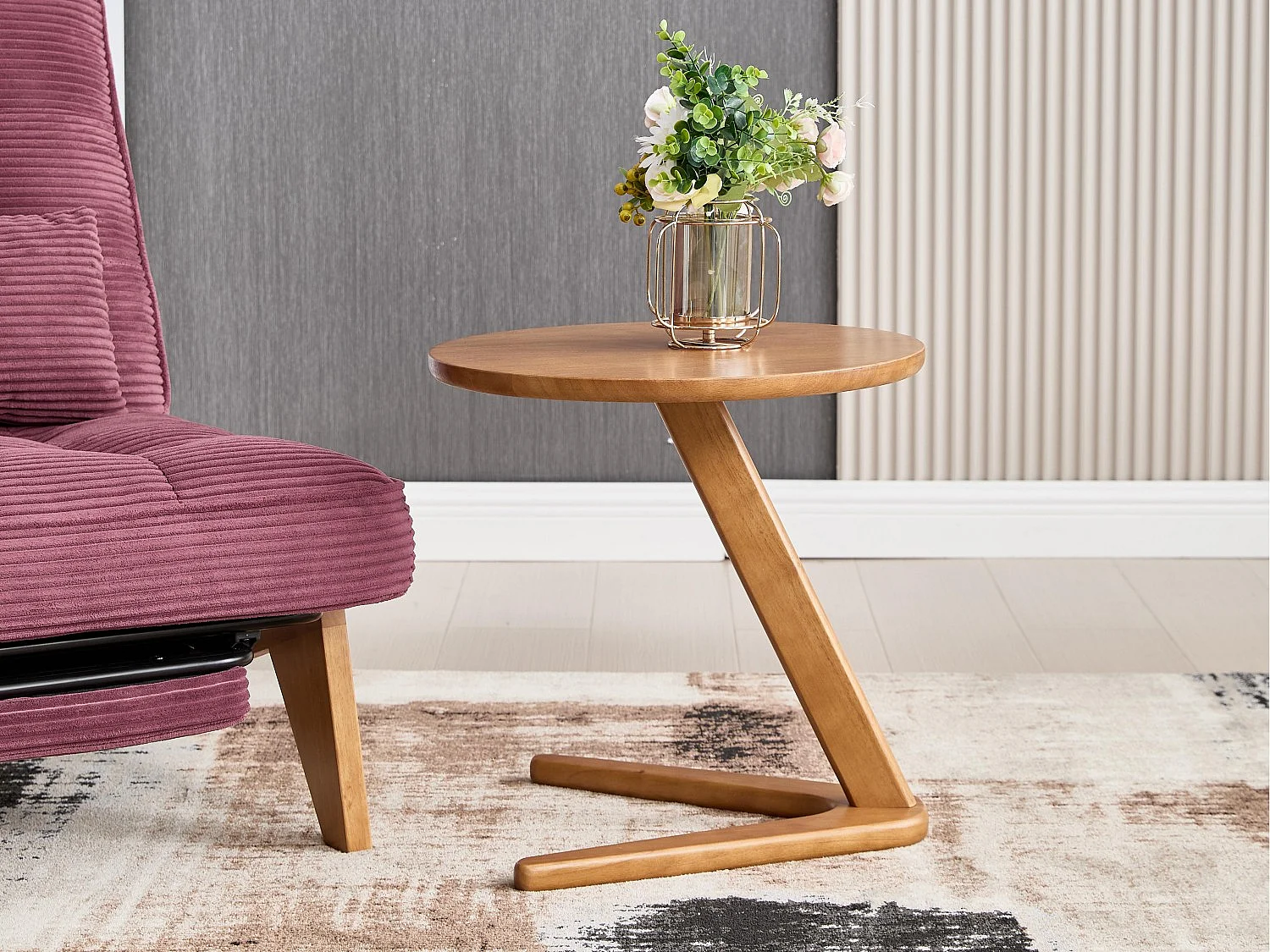 Sienna - Table Basse d'Appoint - Table Basse Roulante avec Structure en Z Renforcée - Glisse sous le Canapé - Bois Massif 50×44cm - Salon, Chambre, Balcon