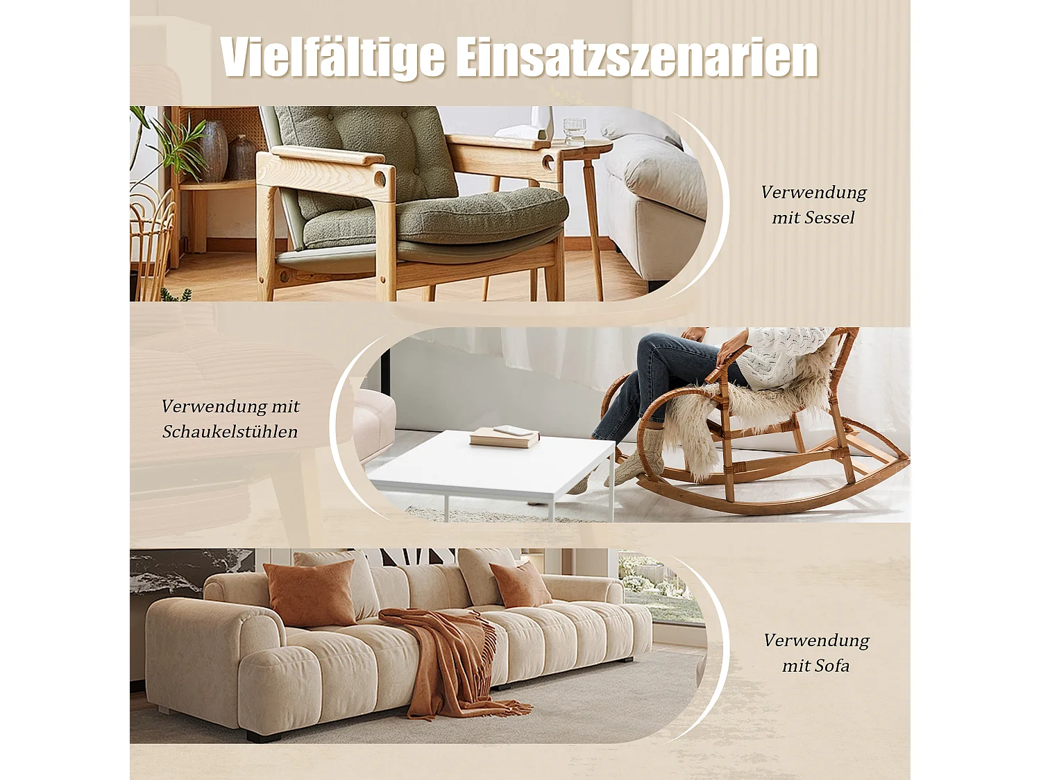 Sienna - Bijzettafel - Rolbare salontafel met versterkte Z-vormige structuur - Schuift onder de bank - 50×44cm - Woonkamer, slaapkamer, balkon