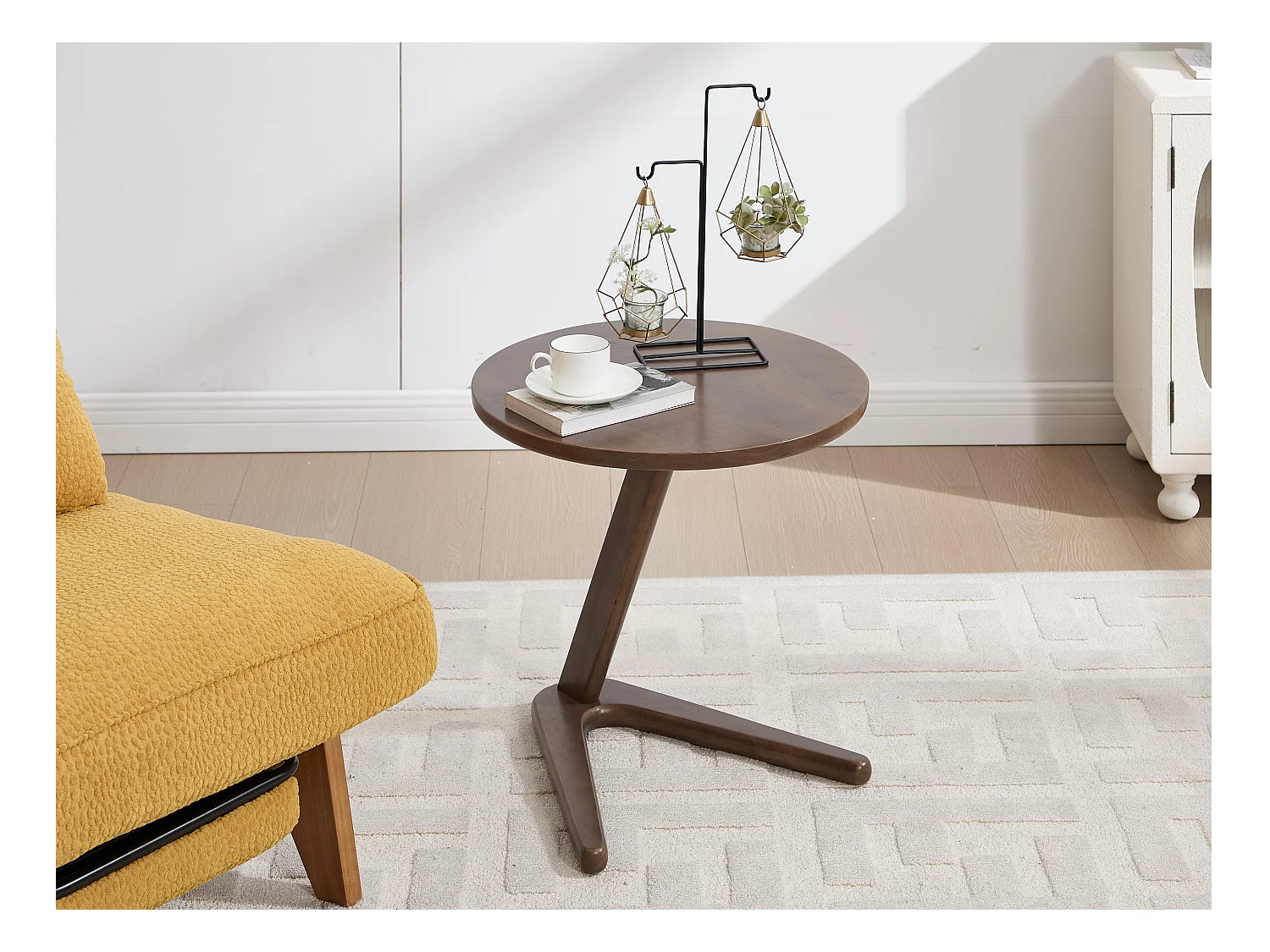 Sienna - Table Basse d'Appoint - Table Basse Roulante avec Structure en Z Renforcée - Glisse sous le Canapé - Bois Massif 50×44cm - Salon, Chambre, Balcon