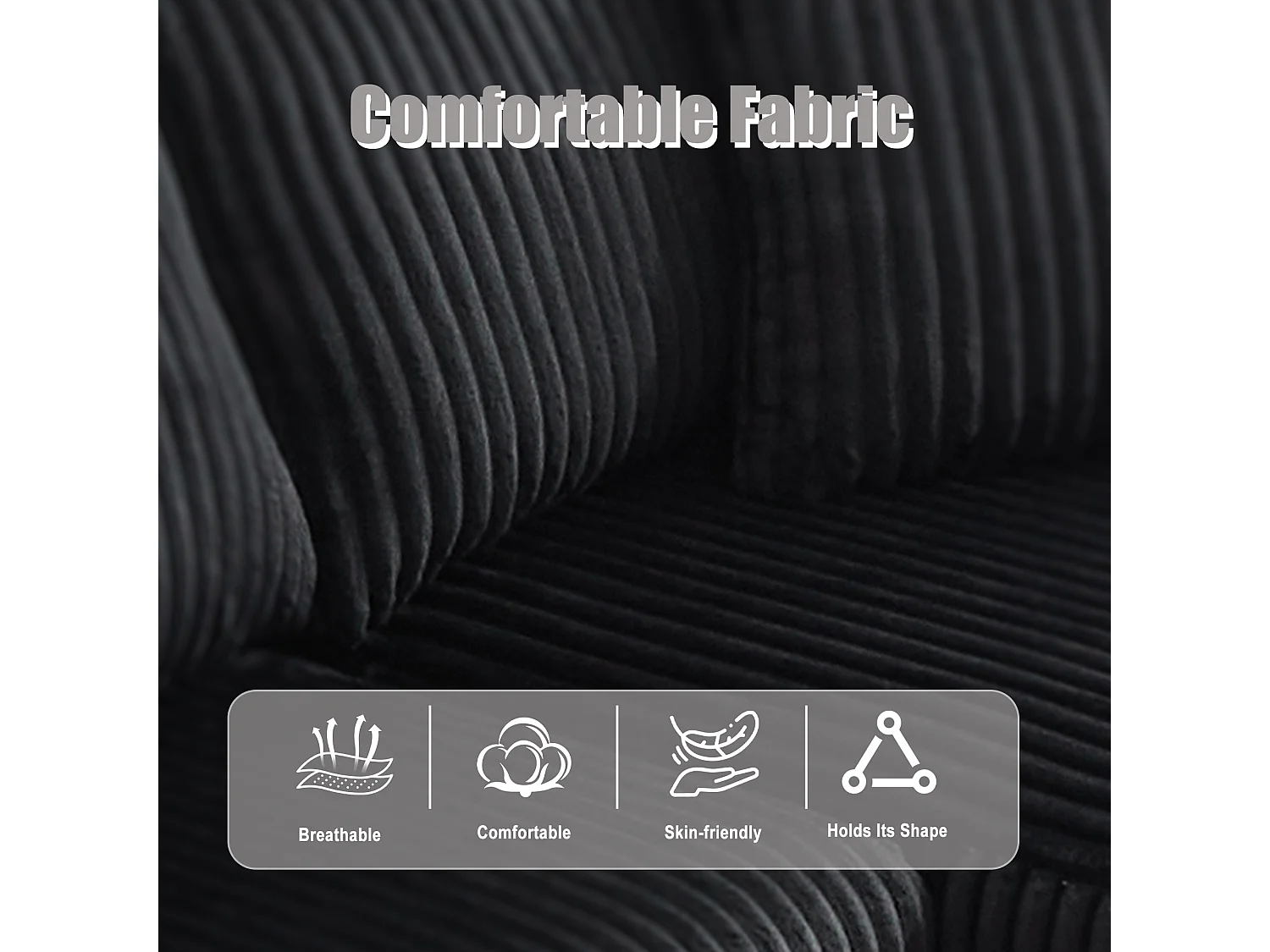 Canapé modulable 3 places - 5 coussins inclus - Porte-gobelets et poches latérales - Convertible en canapé d'angle - Noir - Idéal salon et studio