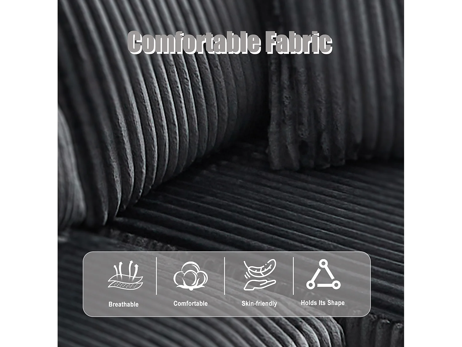 Canapé modulable 3 places - 5 coussins inclus - Porte-gobelets et poches latérales - Convertible en canapé d'angle - Gris - Idéal salon et studio