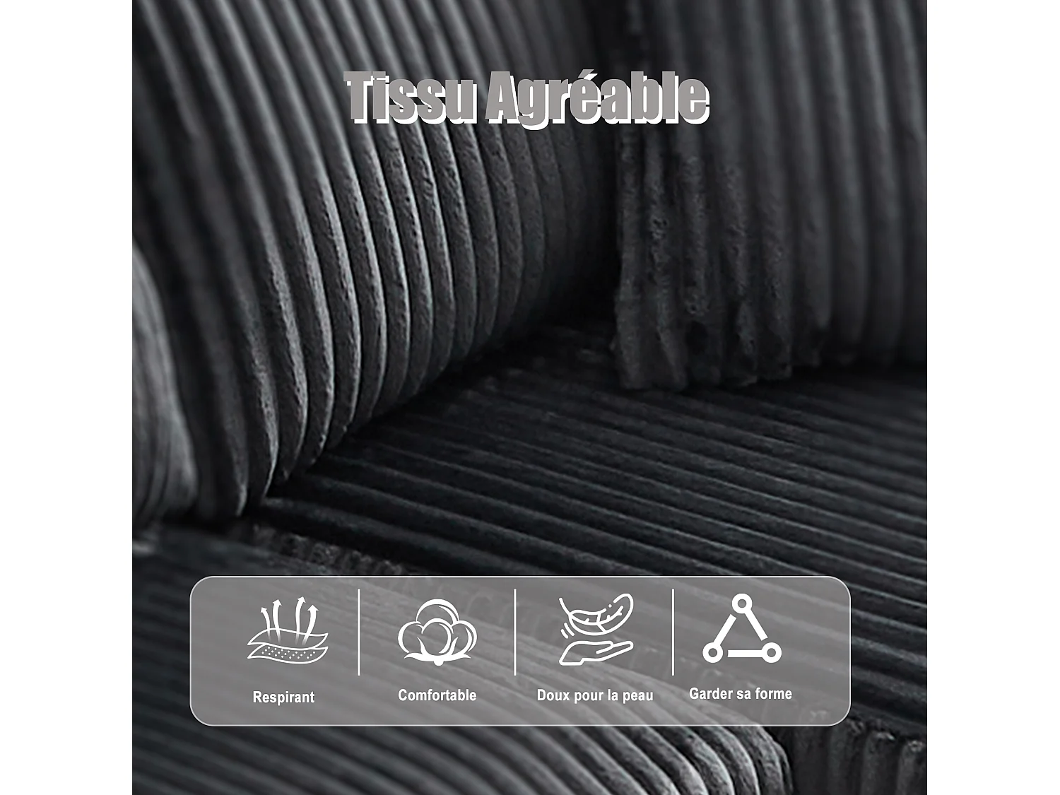 Canapé modulable 3 places - 5 coussins inclus - Porte-gobelets et poches latérales - Convertible en canapé d'angle - Gris - Idéal salon et studio