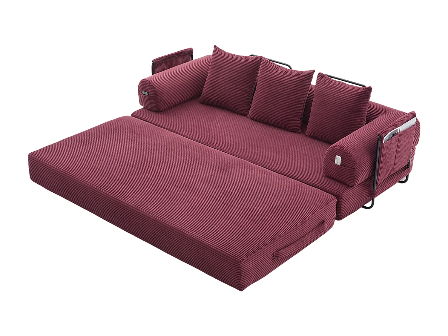 Kaleido 2.0 - Modulaire Corduroy Bank - Extern Metalen Frame - Opbergvakken en 3 Kussens Inbegrepen - Ideaal voor Woonkamer, Appartement