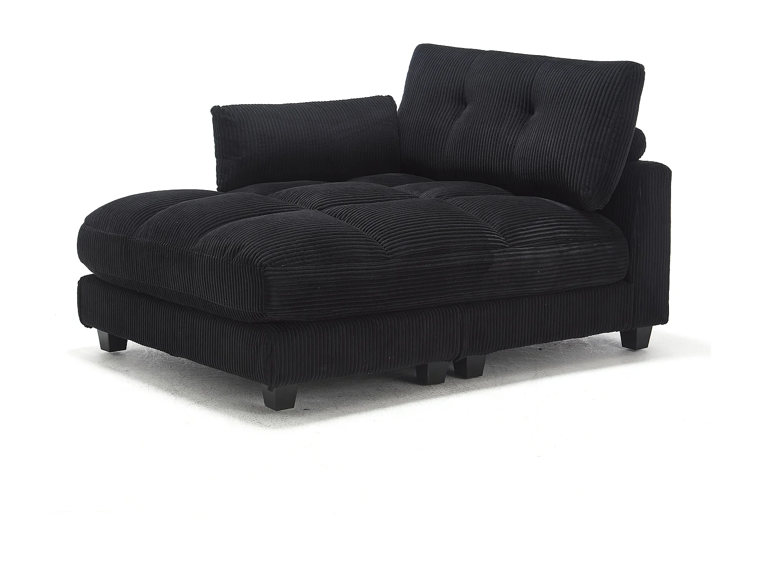 Canapé modulable en velours Noir – avec USB et porte‑gobelet – multifonction pour petit espace - 112x140x81cm