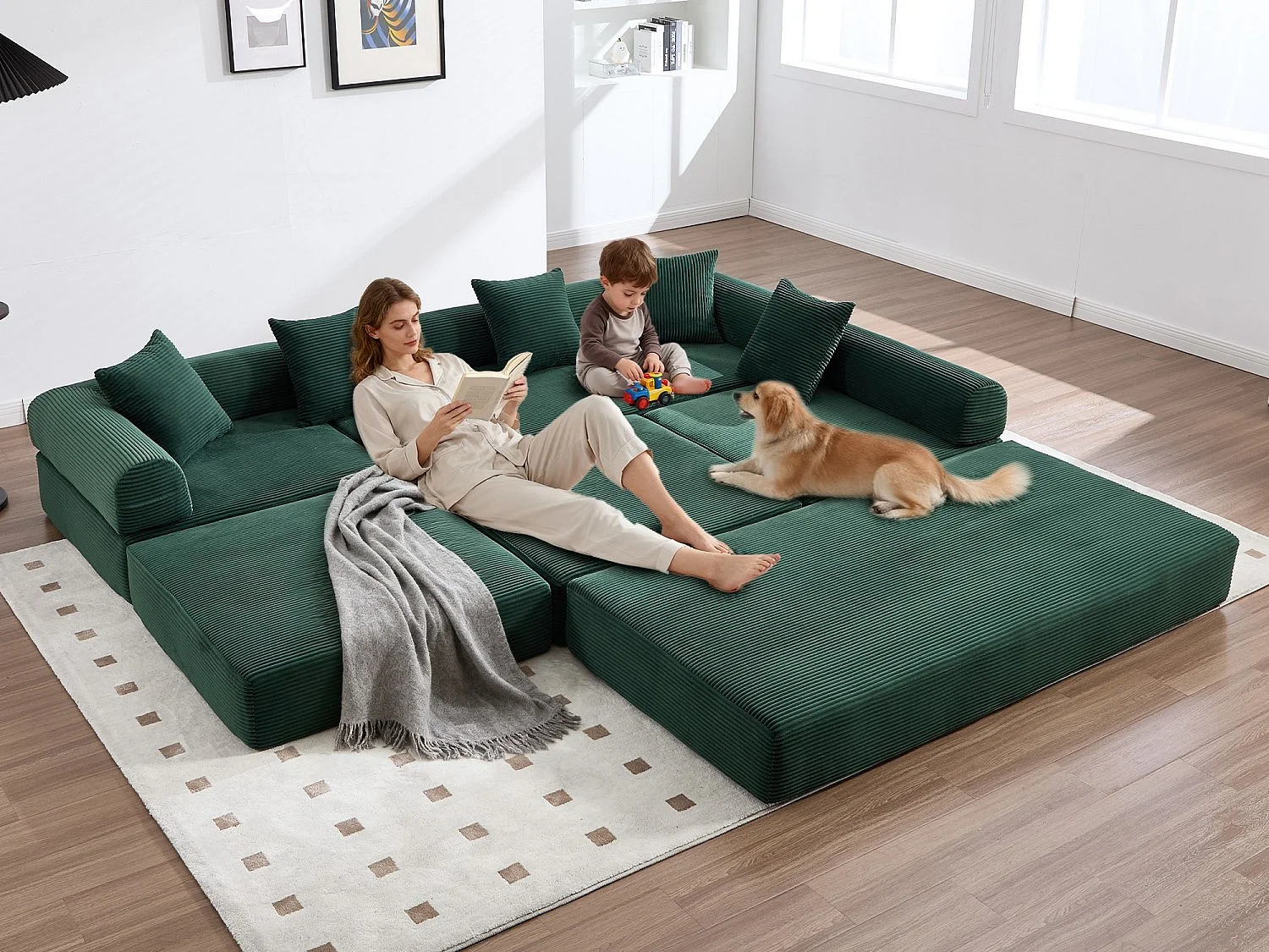 Kaleido 3.0 - 5-zits modulaire bank - Omvormbare bank met extern metalen frame - Onbeperkte doe-het-zelfcombinaties - Ideaal voor woonkamer en kantoor