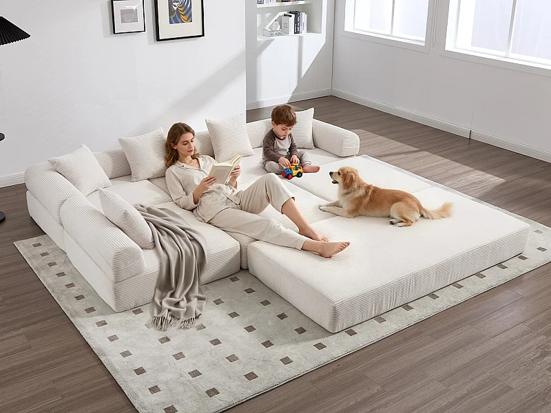 Kaleido 3.0 - Modulaire bank met 5 zitplaatsen - Omvormbare bank met extern metalen frame - Onbeperkte doe-het-zelfcombinaties - Ideaal voor woonkamer en kantoor