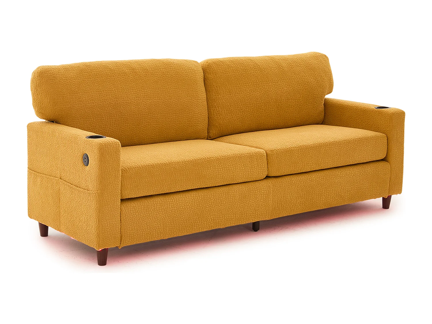 Canapé Confortable 2 Places - Canapé Fixe en Velours Chenille - Ports USB/Type-C Intégrés - LED RGB Télécommandable - Juane - Pour Salon, Séjour, Bureau