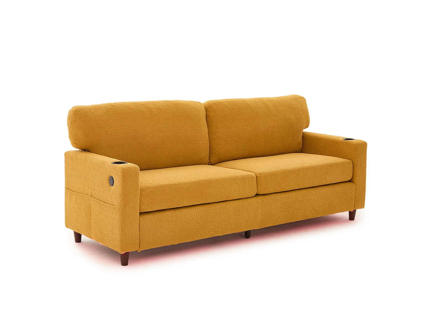 Canapé Confortable 2 Places - Canapé Fixe en Velours Chenille - Ports USB/Type-C Intégrés - LED RGB Télécommandable - Juane - Pour Salon, Séjour, Bureau