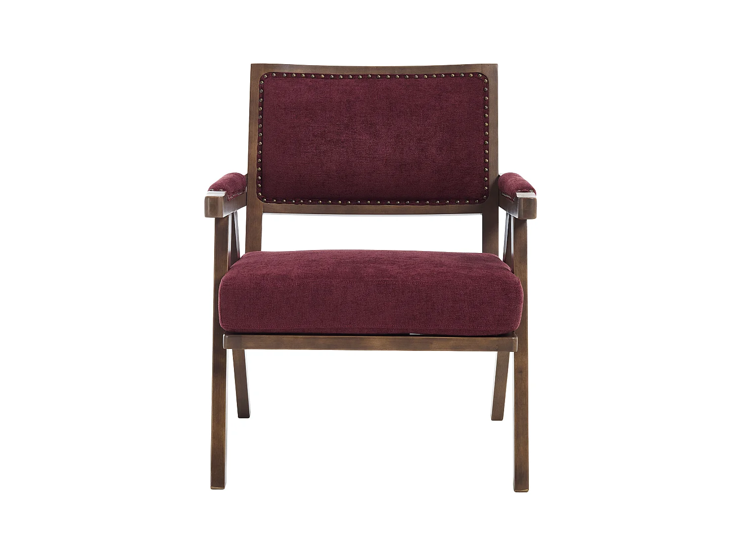 Sienna - Fauteuil Droit en Coton-Lin et Bois Massif - Fauteuil Vintage avec Dossier Ergonomique - Fuchsia - Confortable pour Salon/Chambre/Bureau