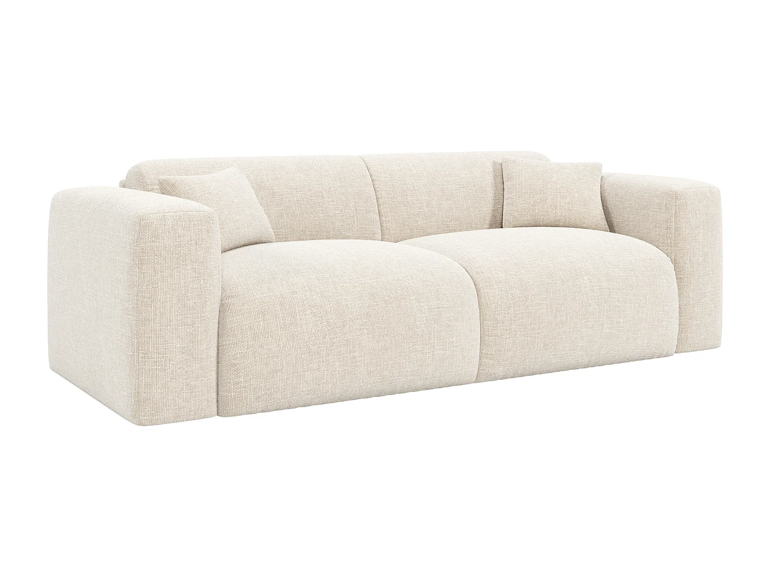 Canapé 3 places convertible express en tissu texturé beige - Matelas 16 cm avec mémoire de forme POGNIA