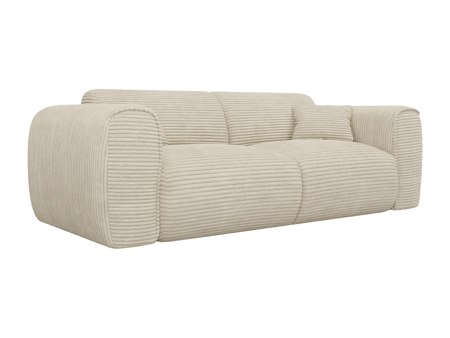 3-sitsig bäddsoffa express i beige manchestertyg - 16 cm madrass med memoryfoam POGNIA