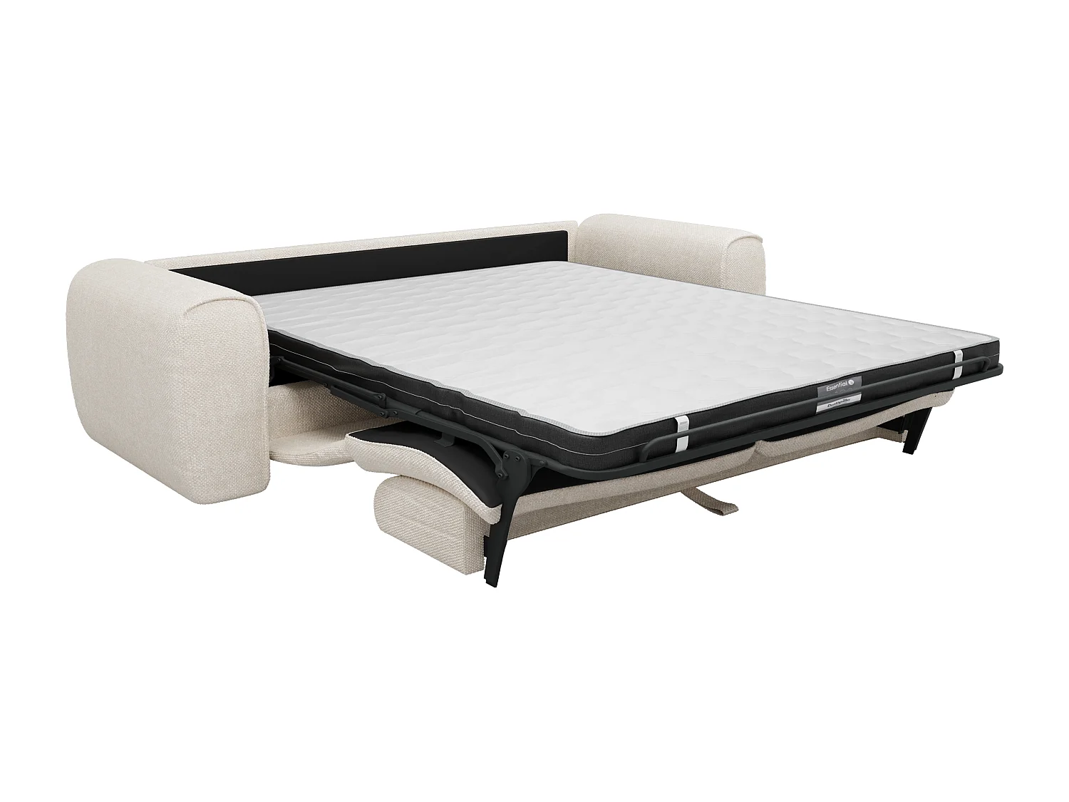 4-sitsig bäddsoffa express i beige texturerat tyg - 16 cm madrass med memoryskum POGNIA