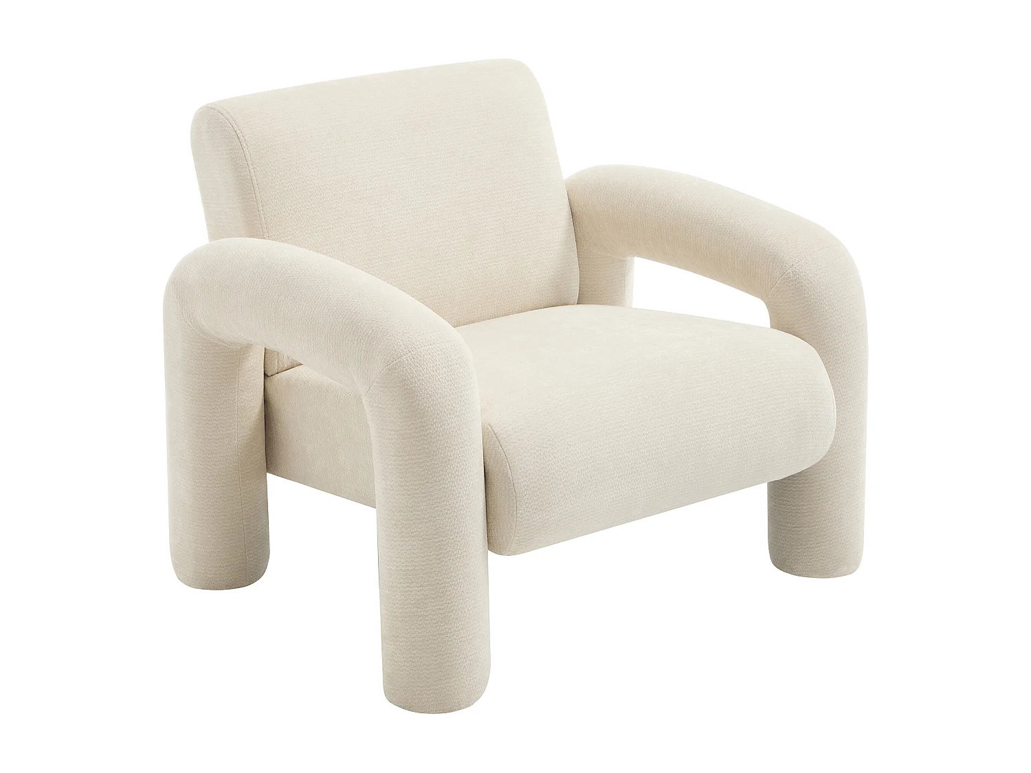 Fauteuil en tissu texturé beige OLIVRA