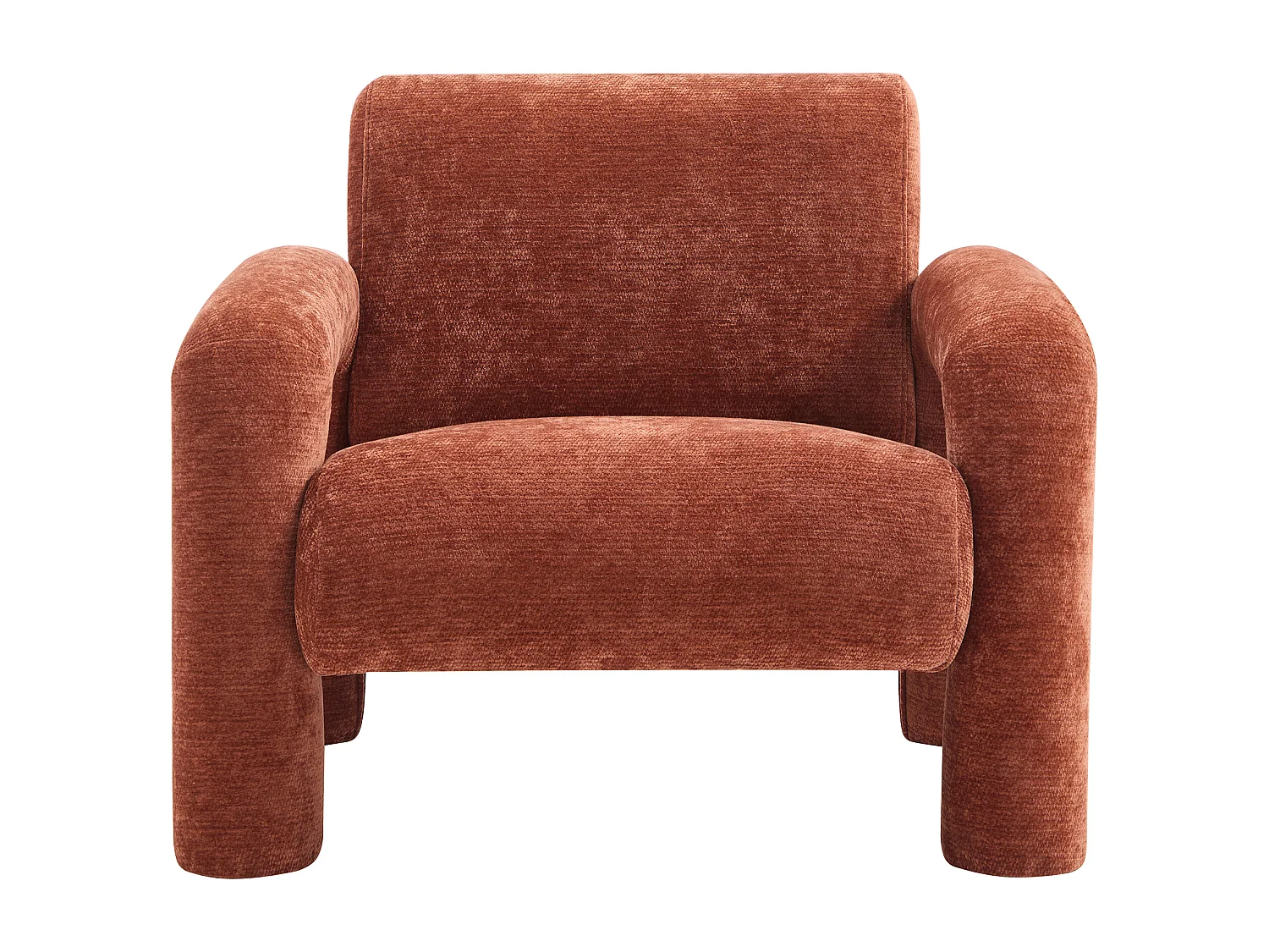 Fauteuil en tissu texturé terracotta OLIVRA