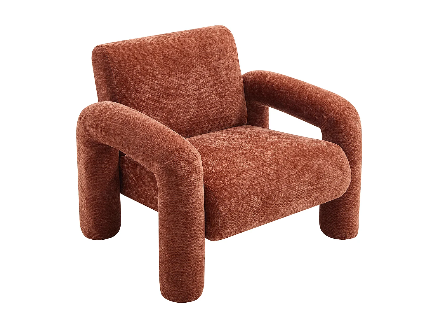 Fauteuil en tissu texturé terracotta OLIVRA
