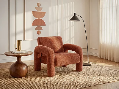 Fauteuil in terracotta getextureerde stof OLIVRA