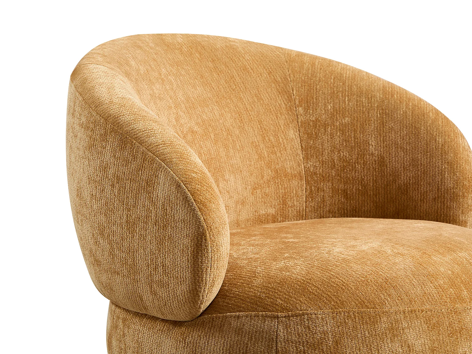 Fauteuil rotatif en tissu texturé jaune moutarde LACAZO