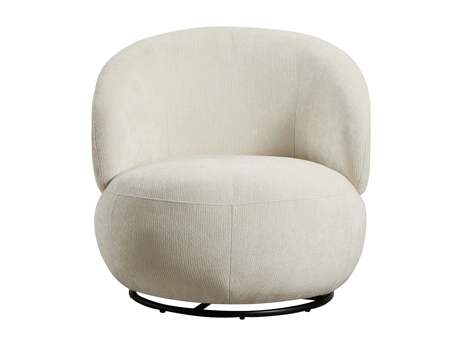 Fauteuil rotatif en tissu texturé beige LACAZO