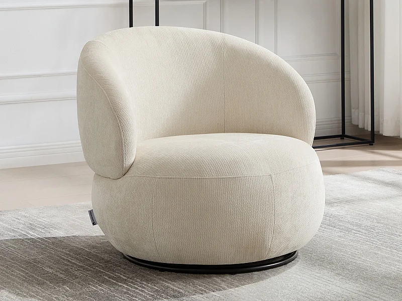 Poltrona girevole in tessuto testurizzato beige - LACAZO