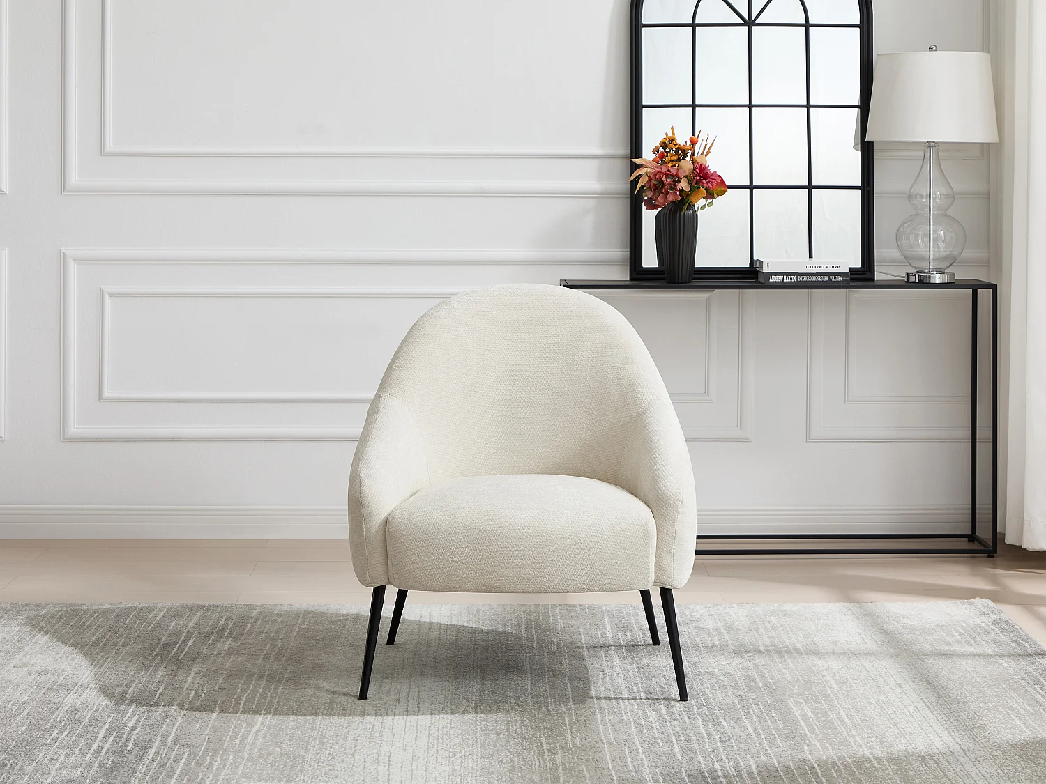 Fauteuil en tissu texturé beige RIBEDI