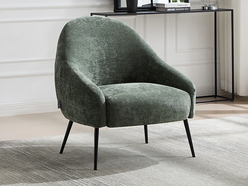 Fauteuil en tissu texturé vert RIBEDI