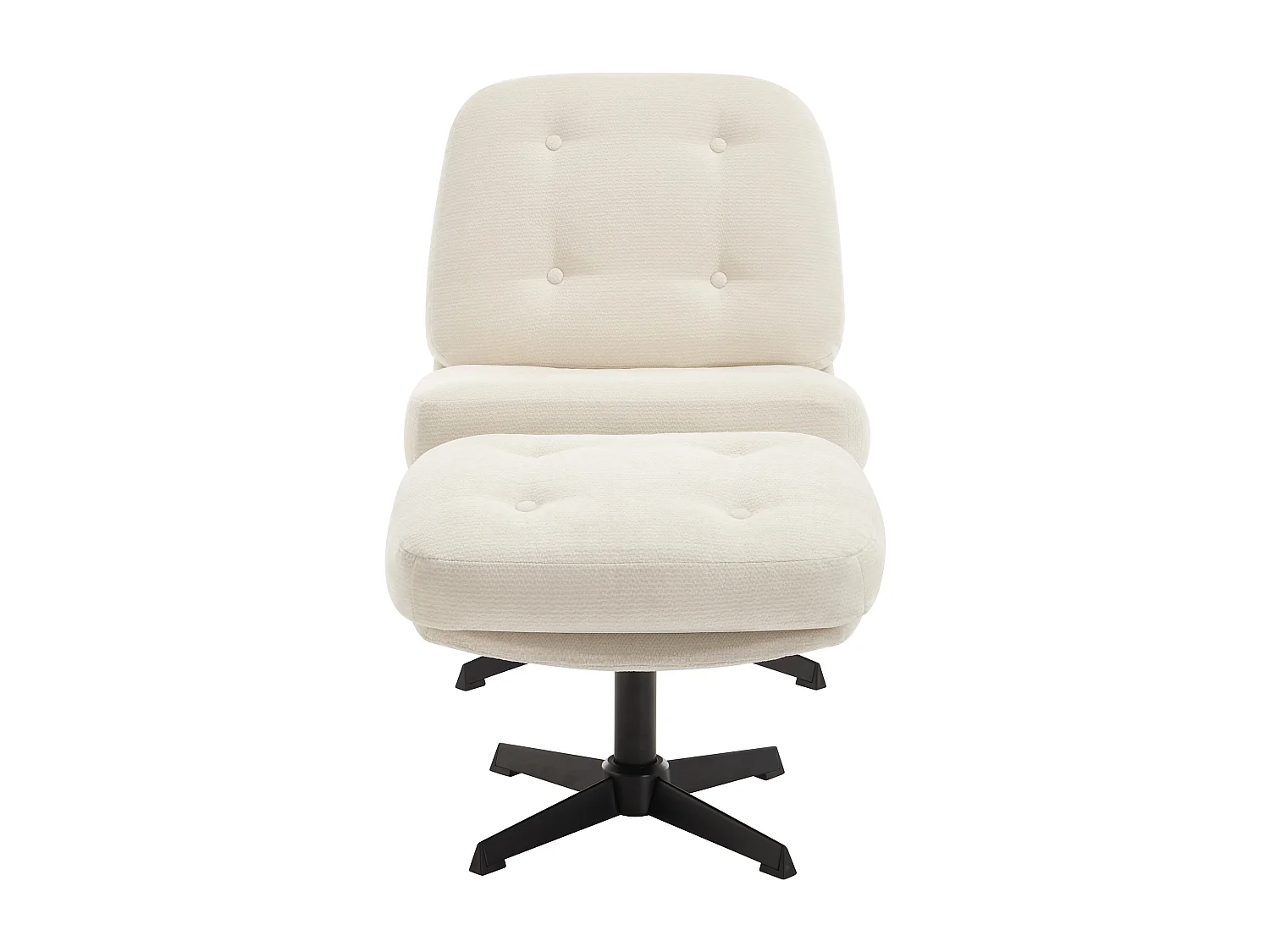 Fauteuil avec repose-pied en tissu texturé blanc cassé TOLOZI