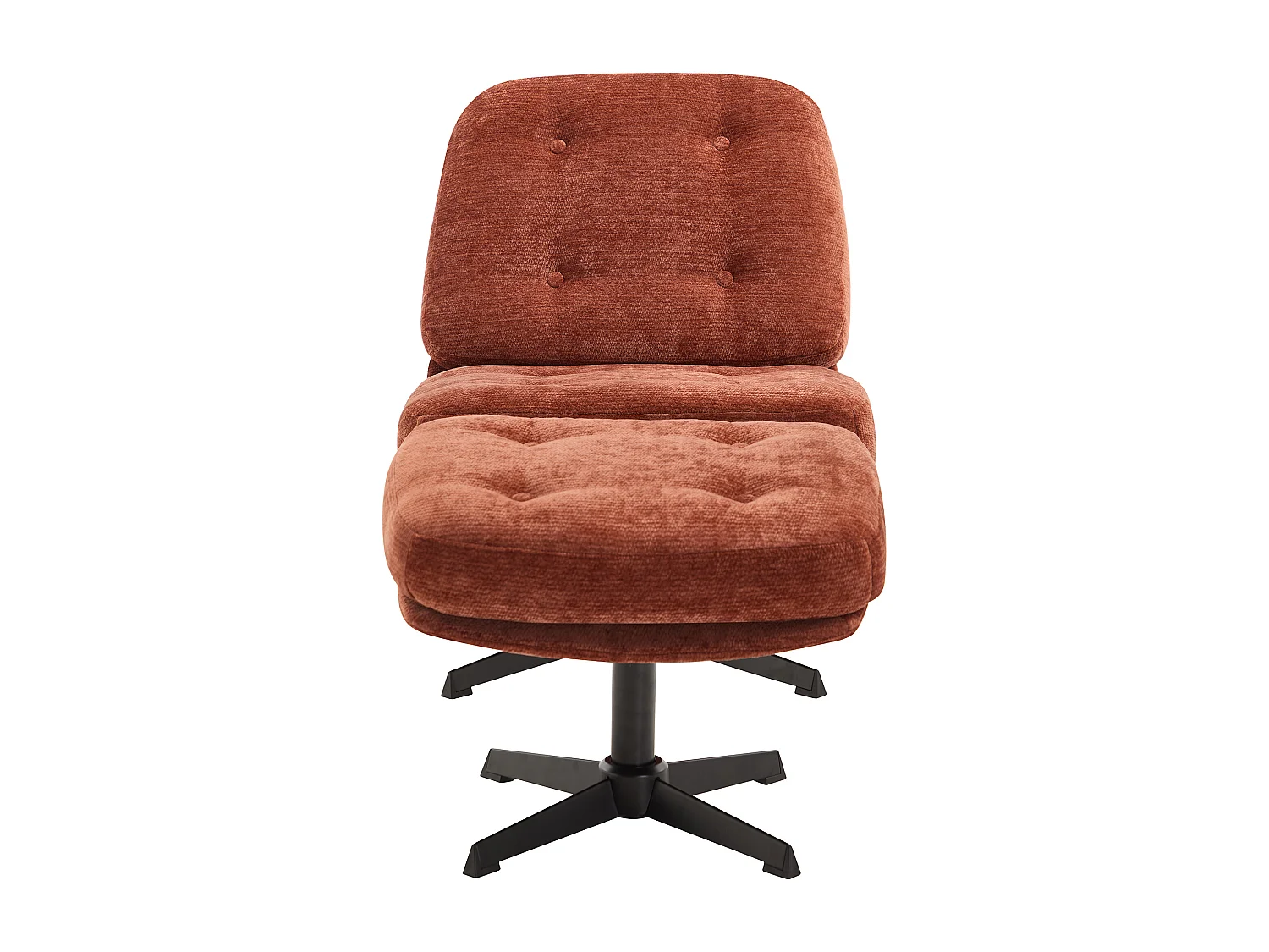 Fauteuil avec repose-pied en tissu texturé terracotta TOLOZI