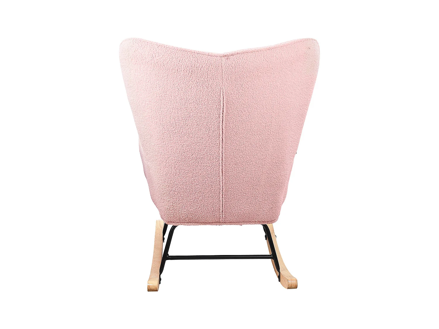 fauteuil à bascule, rocking chaire en velours, Scandinave, pied en bois massif, rose