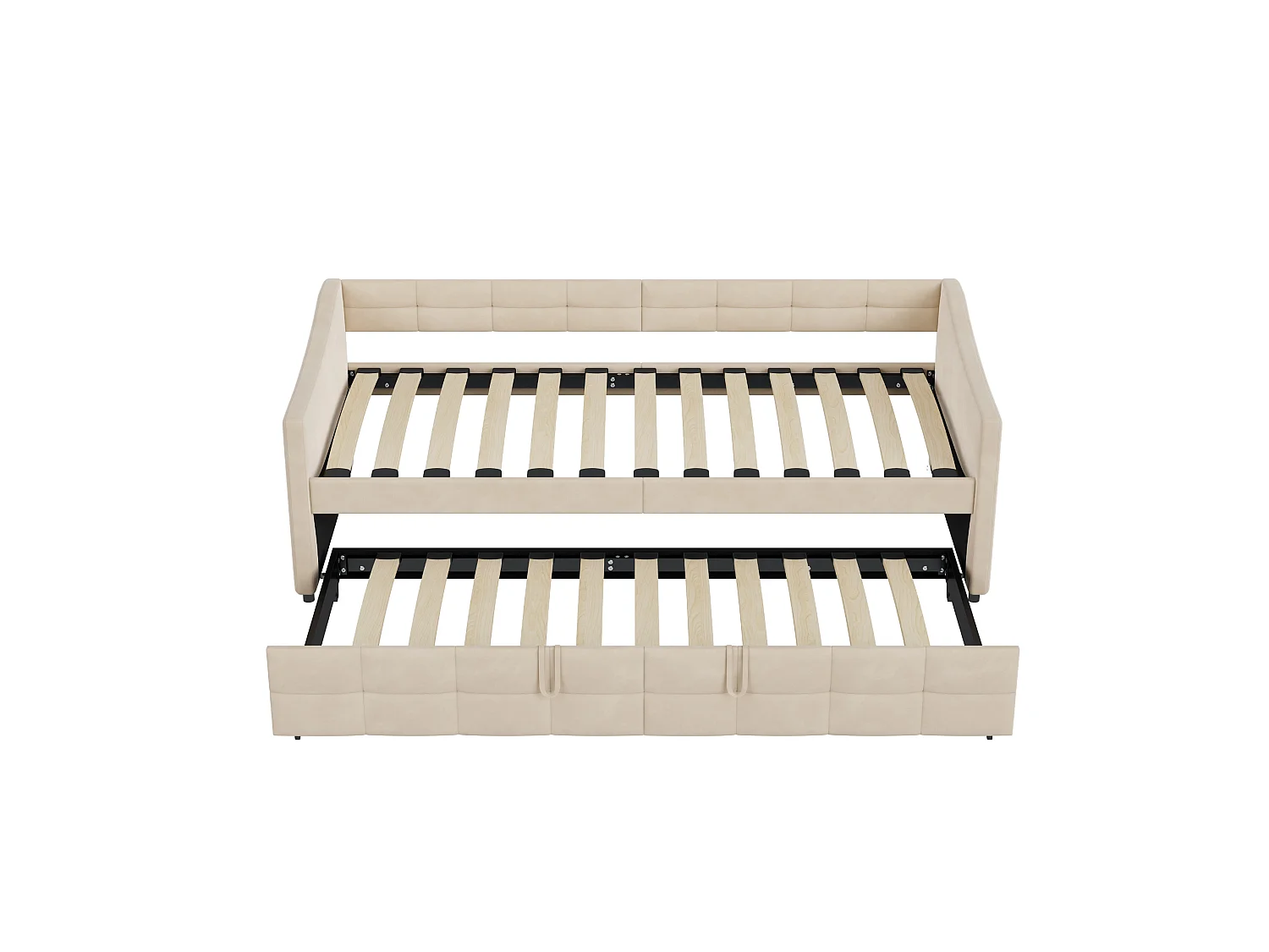 Gestoffeerde slaapbank met uitschuifbaar bed - 2 x 90 x 190 cm - Lattenbodem - voor de woonkamer en logeerkamer - fluweel - be