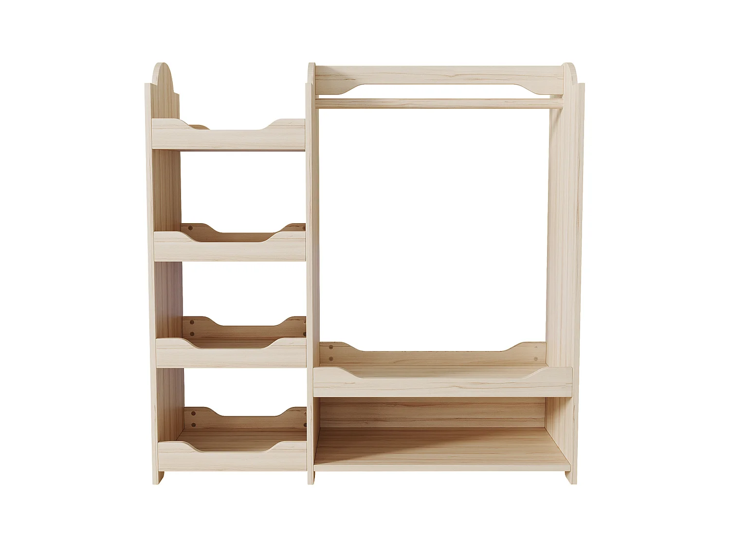 Armoire enfant 110x39x110 cm - avec tringle à vêtements - avec 4 étagères - MDF - Naturel