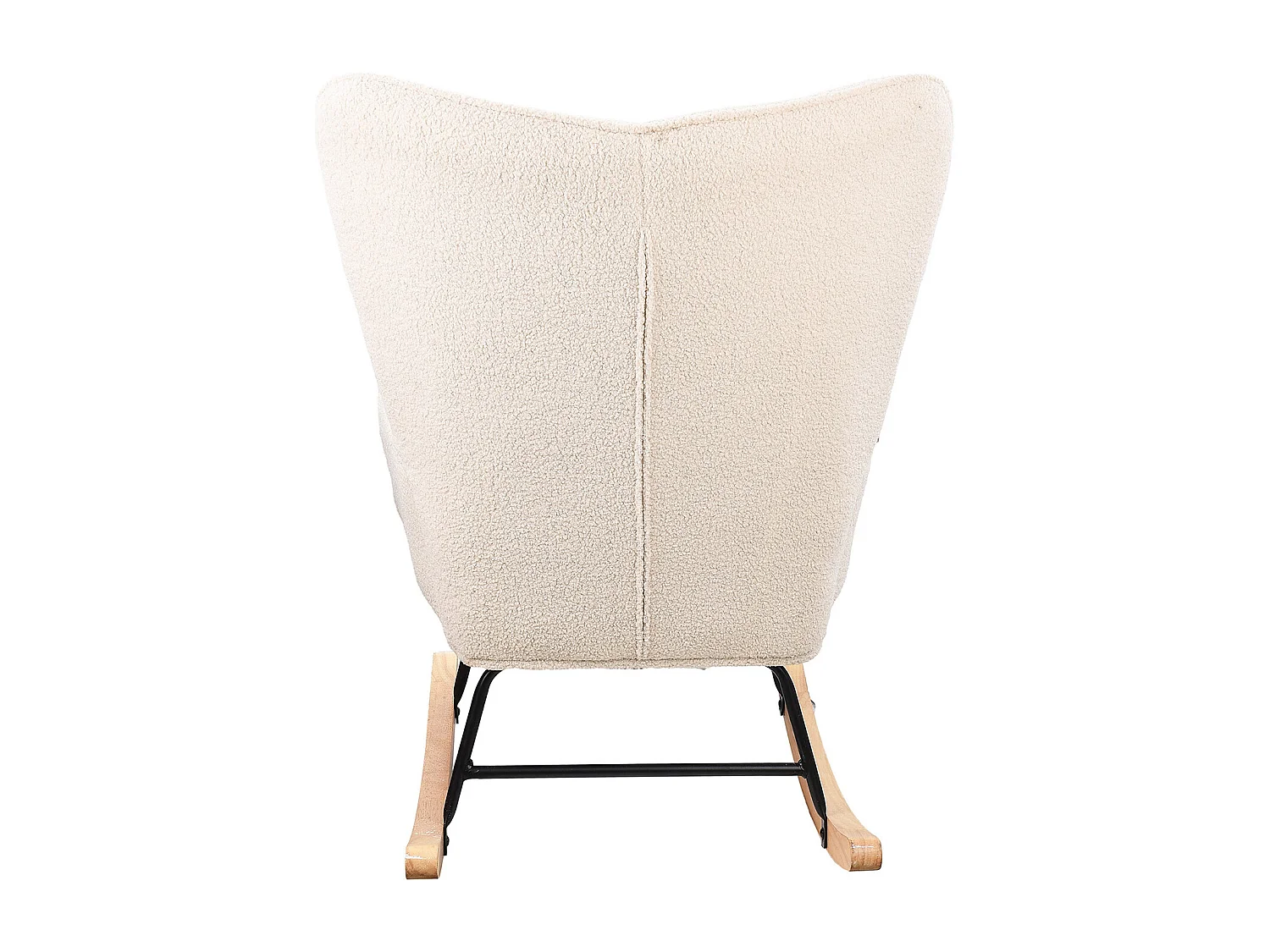 fauteuil à bascule, rocking chair en velours, Scandinave, pied en bois massif, beige