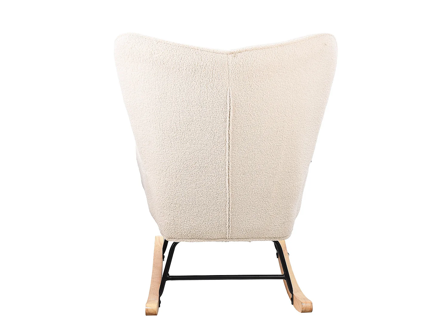 Fauteuil à Bascule - Fauteuil à Oreilles Rembourré - Pieds en Métal et en Bois Massif - Velours Teddy