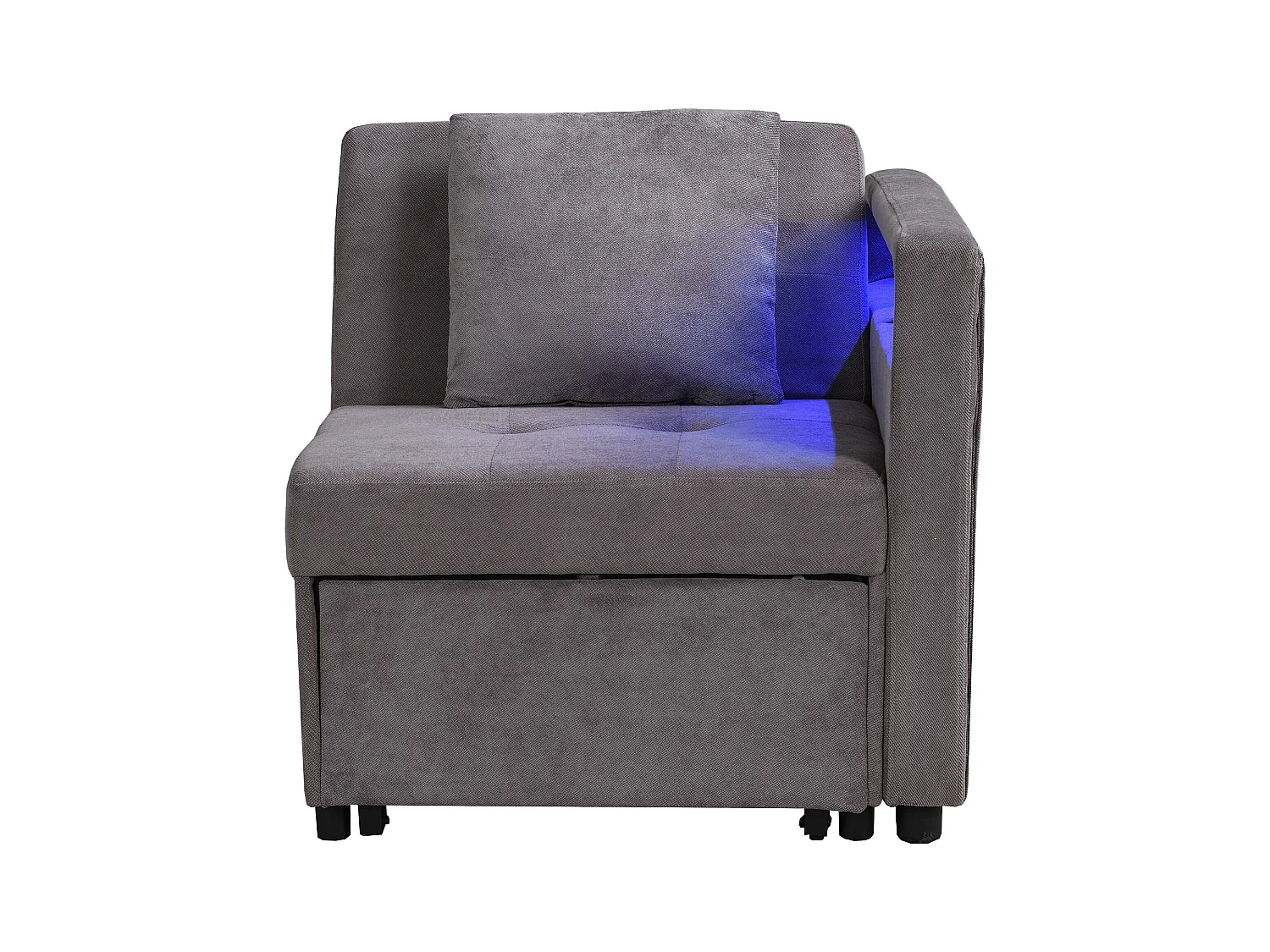 Canapé-lit multifonction - dossier réglable - accoudoirs avec bandes lumineuses LED - Port USB/Type-C - Gris Foncé