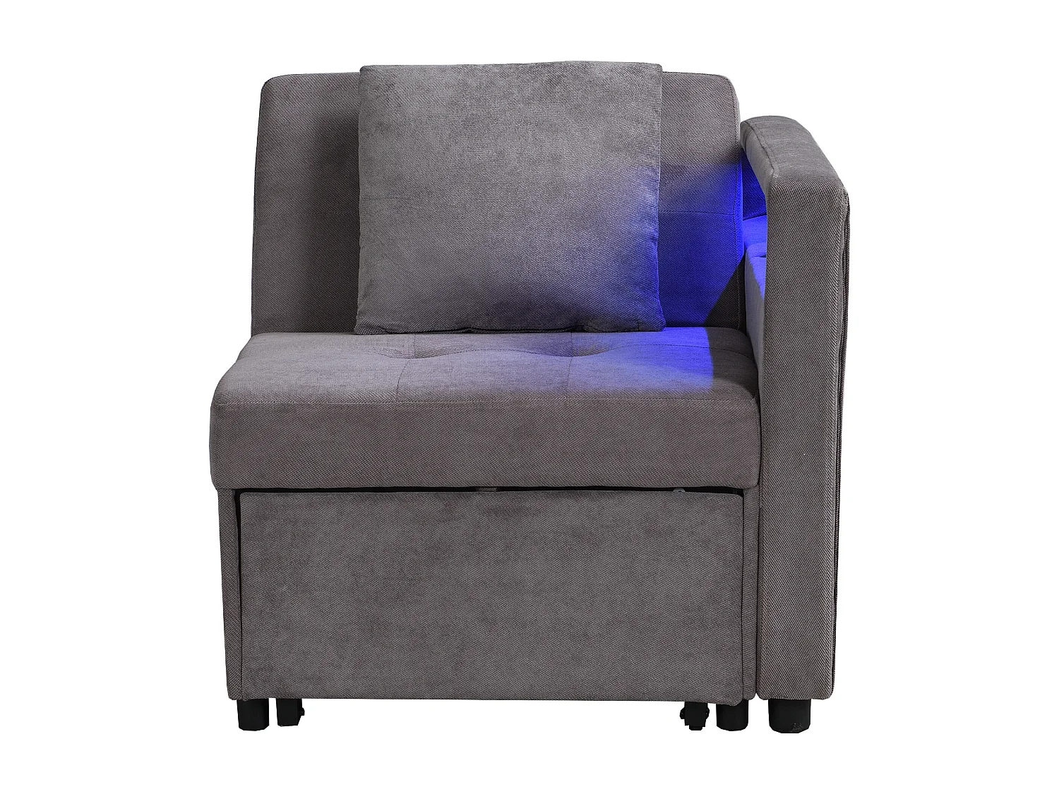 Divano letto multifunzione - schienale regolabile - braccioli con strisce luminose LED - Porta USB/Type-C - Grigio Scuro