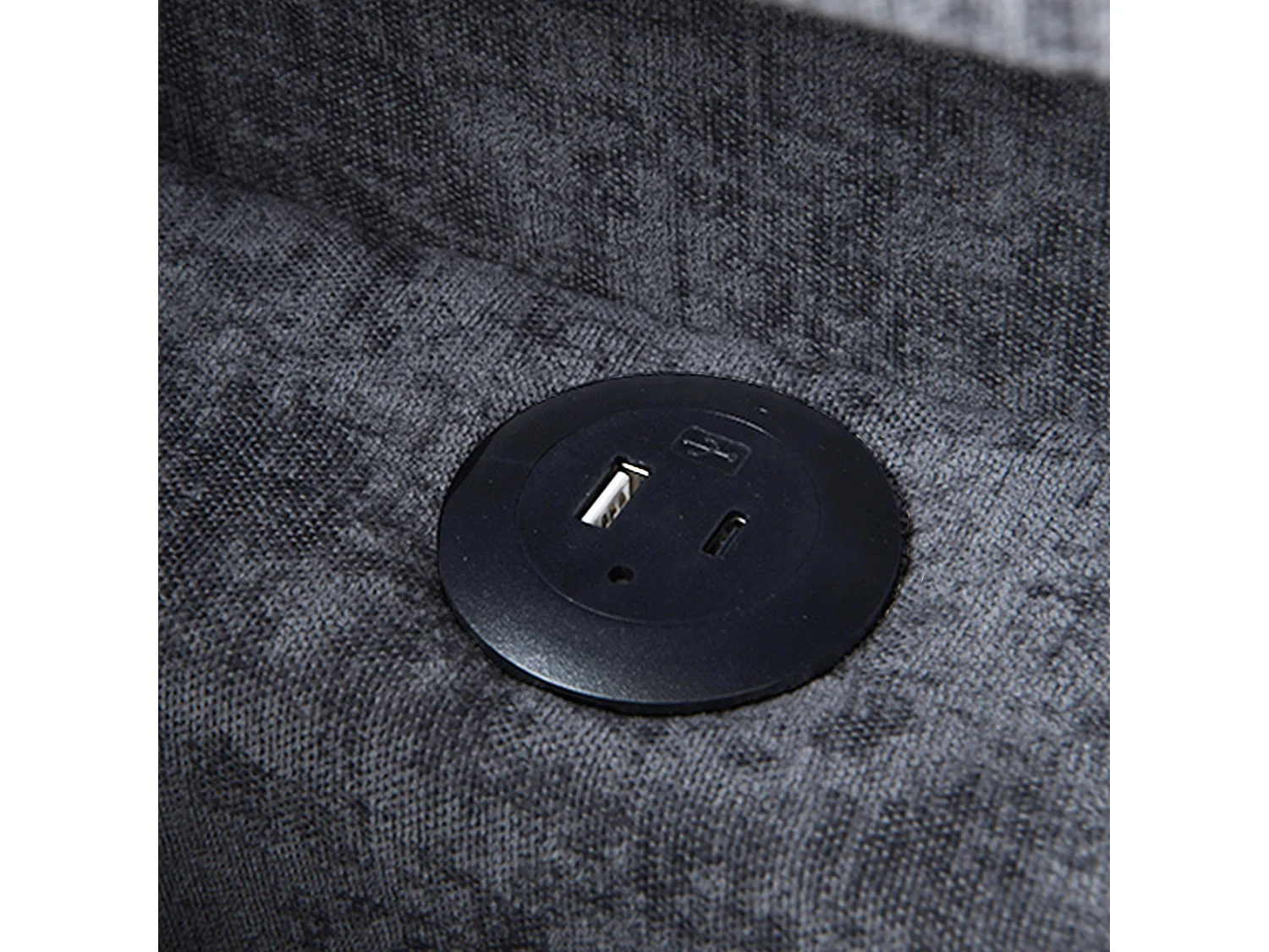 Canapé-lit multifonction - dossier réglable - accoudoirs avec bandes lumineuses LED - Port USB/Type-C - Gris Clair