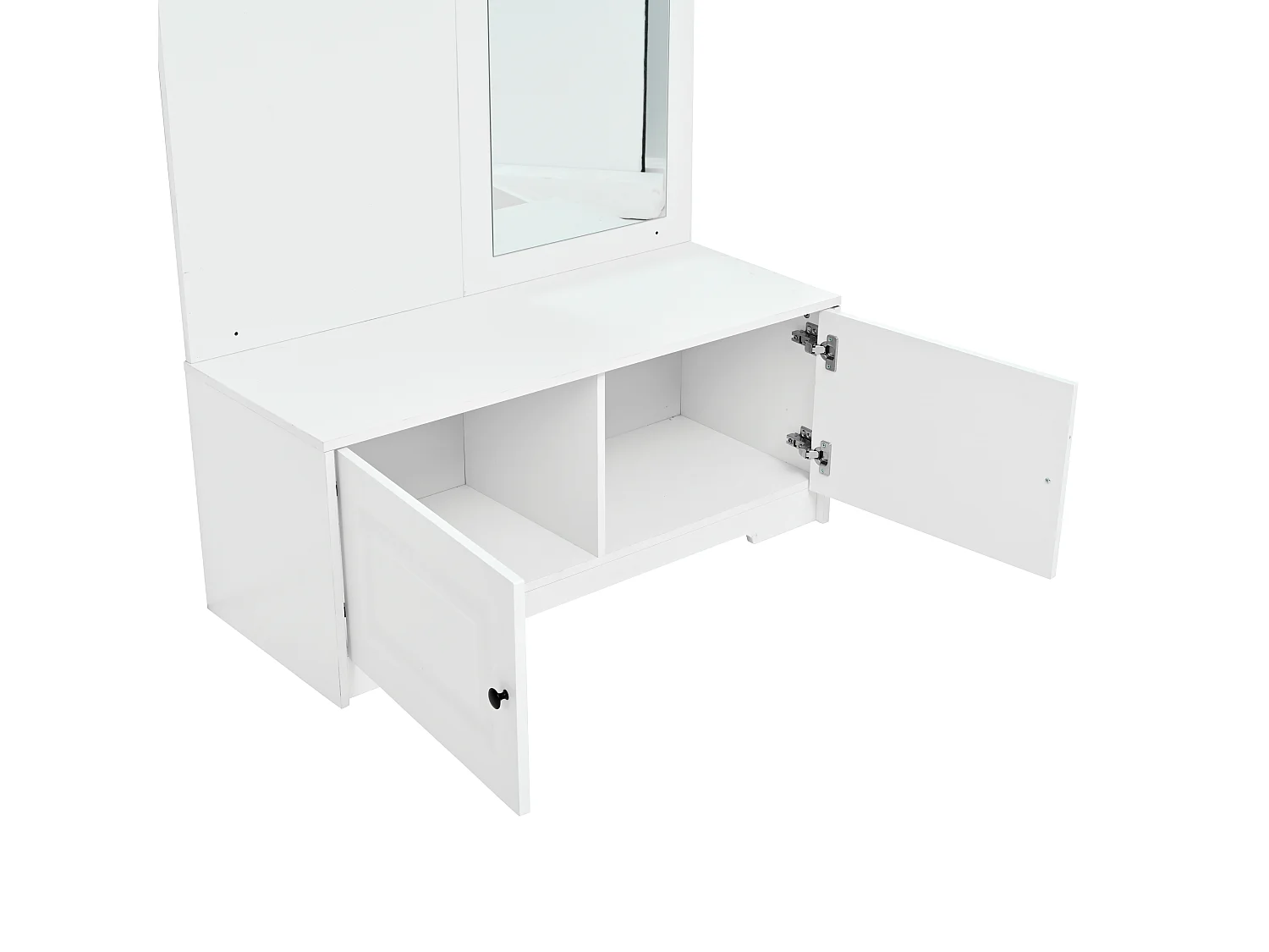 Garderobeset voor hal 100x40x180 cm - met spiegel en 5 kapstokken - 2 deuren - met schoenenkast en planken - Wit